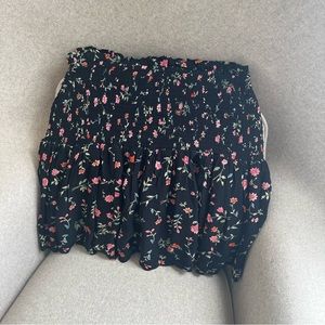 GANNI smocked floral black mini skirt 36 EU